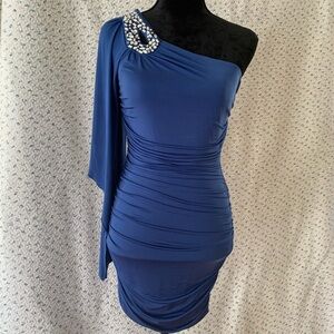 Blue One-Shoulder Mini Dress